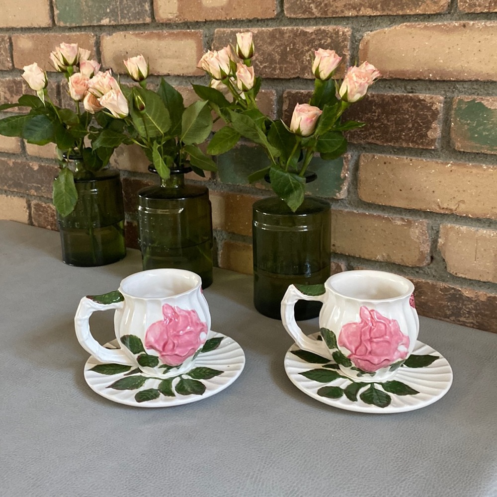 Set of Two Pacific Rim Rose Tea cups and Saucers